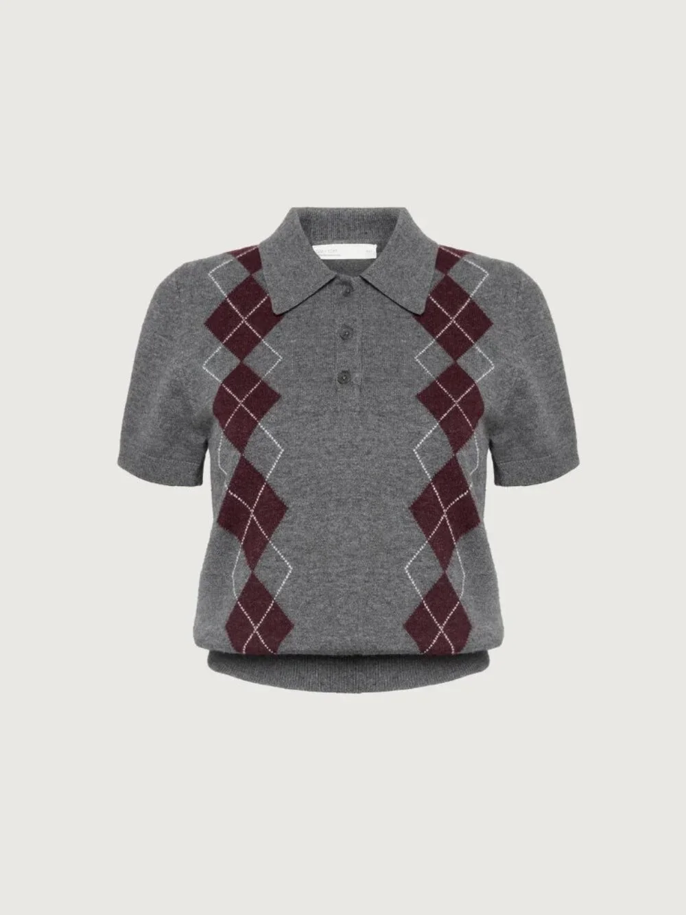 OAK + FORT: Argyle Short Sleeve Polo Sweater, Ladies Size M - Picture 5 of 10
